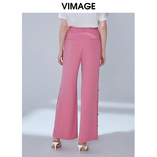 VIMAGE纬漫纪秋款时尚宽松百搭纽扣装饰西装微喇裤女显瘦V1405009 商品图3
