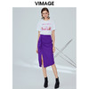 VIMAGE纬漫纪夏季优雅时尚高腰开叉百搭半身裙包臀裙女V1206802 商品缩略图2