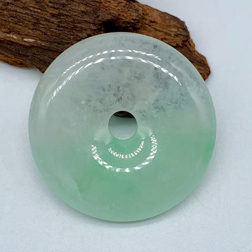 派瑞翡翠 翡翠平安扣 糯冰种 飘花 商品图0