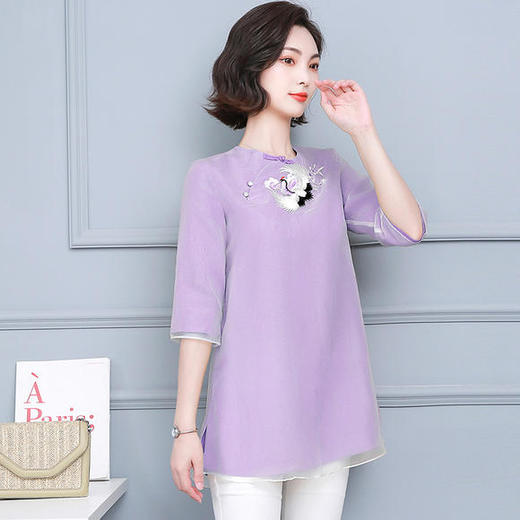 DJ-NL2032夏新款复古刺绣改良版旗袍上衣 商品图2