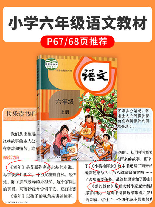 六年级上册必读爱的教育 小英雄雨来 童年书全套3册六年级必读课外书经典书目老师推荐 商品图3