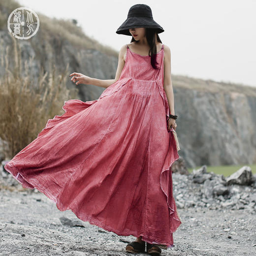 MMYS-851156原创棉麻飘逸吊带连衣裙 双层超大摆仙女裙 商品图1