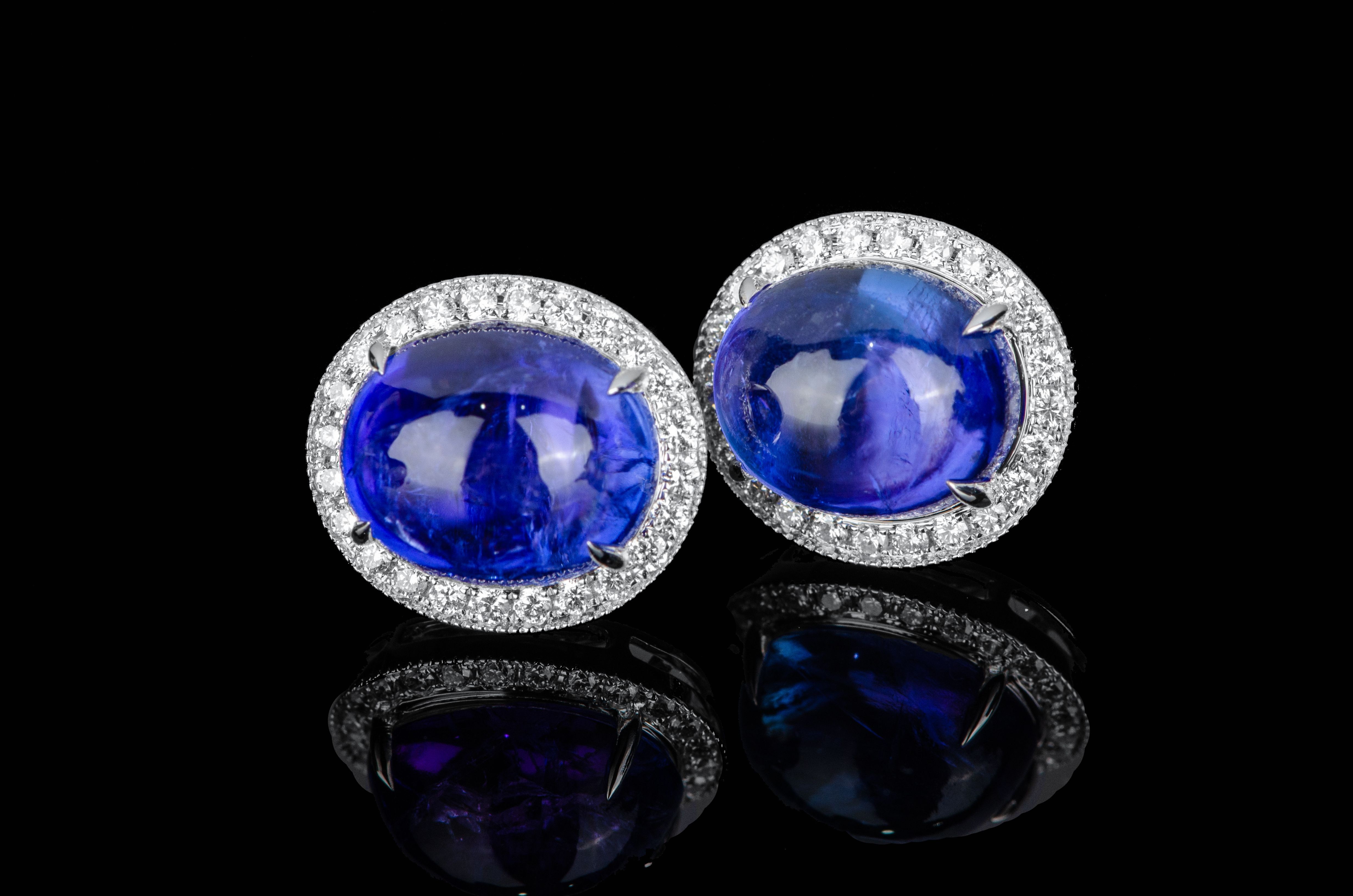 angiebella 18k金坦桑石围钻耳钉