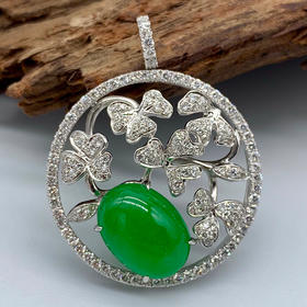 派瑞翡翠 18k金翡翠吊坠 冰种 绿色