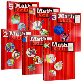 数学技巧 幼儿园一二三四五年级6本合集 英文原版 Flash Kids Math Skills Grade K-5 家庭英文学习辅导练习册 英文版进口英语书籍