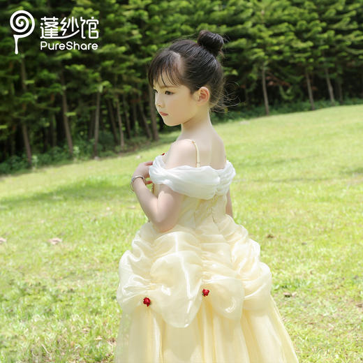 pureshare 女童连衣裙夏款贝尔公主裙礼服蓬蓬纱裙-金色玫瑰公主裙 商品图3