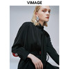 VIMAGE纬漫纪秋季新款个性飘带亚光缎面显瘦收腰衬衫连衣裙女V1407013 商品缩略图0
