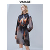 VIMAGE纬漫纪秋季新款时尚个性扎染撞色印花收腰衬衫连衣裙女V1407009 商品缩略图2