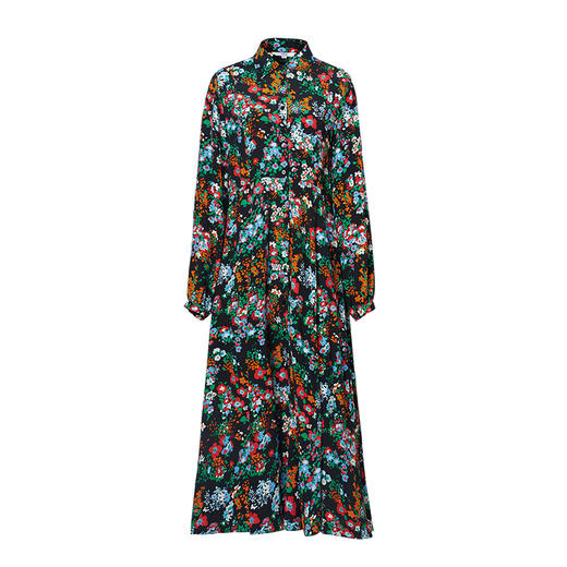 VIMAGE纬漫纪秋季新款时尚个性复古印花饱和色收腰连衣裙长裙V1407007 商品图4