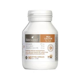 澳洲bio island 婴幼儿童宝宝液体乳钙 补钙片促骨骼生长胶囊90粒