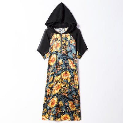 WW  2006新款桑蚕丝印花裙子长袖a字中长裙 商品图2