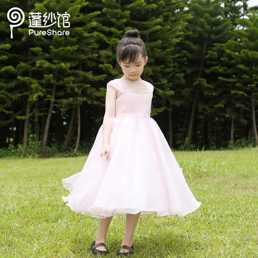 pureshare 女童连衣裙夏新款蓬蓬纱宝宝公主裙子-粉色桃心礼服裙 商品图3