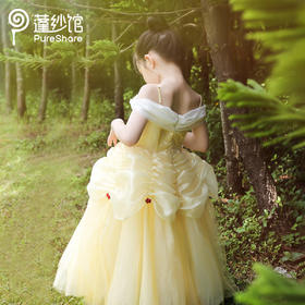 pureshare 女童连衣裙夏款贝尔公主裙礼服蓬蓬纱裙-金色玫瑰公主裙