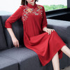 QSYR-160新款妈妈装中国风刺绣禅意茶服减龄旗袍裙 商品缩略图4
