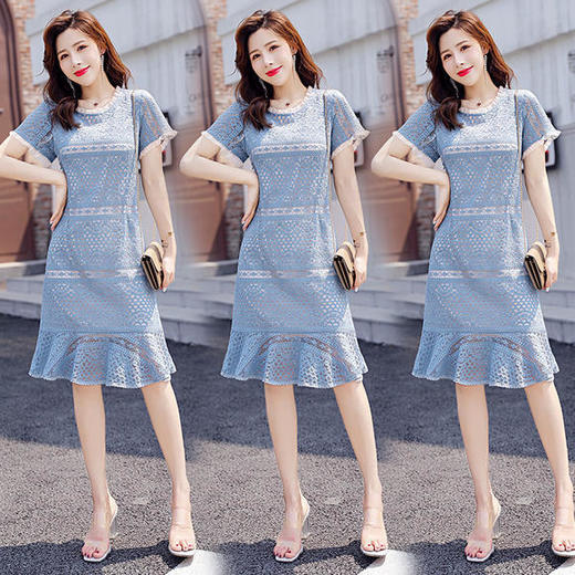 HR-BBL6619时尚简约，牛仔个性拼接潮流舒适连衣裙 商品图3