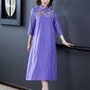 QSYR-160新款妈妈装中国风刺绣禅意茶服减龄旗袍裙 商品缩略图2