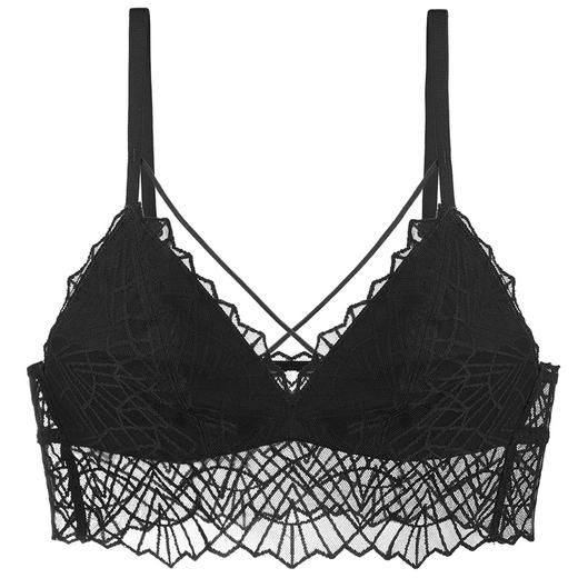 奶糖派大罩杯无钢圈超薄背心吊带大胸显小透气微醺钻石花边大胸内衣夏 商品图1