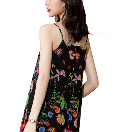 SS-03-2707新款真丝吊带裙中长款海边度假印花沙滩裙 商品图4