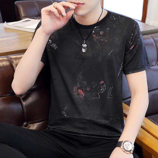 QS-BTS1871男士冰丝短袖t恤夏新款2020修身潮流大码衣服 商品图2