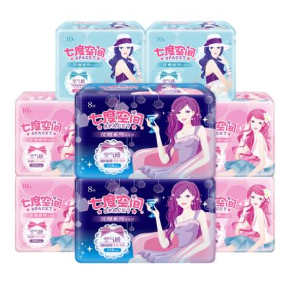七度空间（SPACE7） 优雅系列卫生巾 丝柔日用夜用组合套装16包76片 /8包76片 商品图2