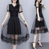 YML-9590新款时尚收腰显瘦气质轻熟风蕾丝网纱雪纺连衣裙 商品缩略图3