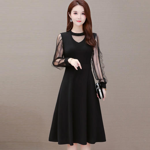 YWE-MY-M157新款网纱拼接气质优雅连衣裙TZF 商品图0