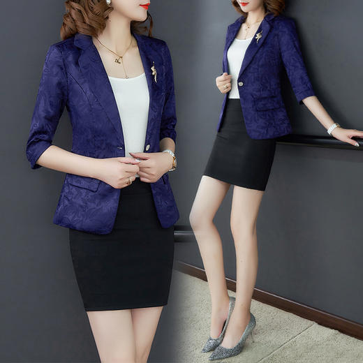 YXF-8638新款chic小西装七分袖韩版修身休闲西服短款外套 商品图1