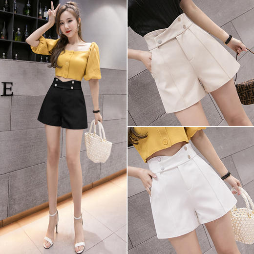 YXF-6916新款西装短裤女时尚显瘦高腰外穿阔腿短靴裤潮 商品图4