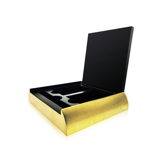【梵谷漆器】贴金箔漆器翻盖文房盒（金色/机理） 商品图1