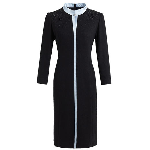 皮尔卡丹女装秋冬新款黑色长袖连衣裙时尚一步裙P94DL52B0
 商品图4