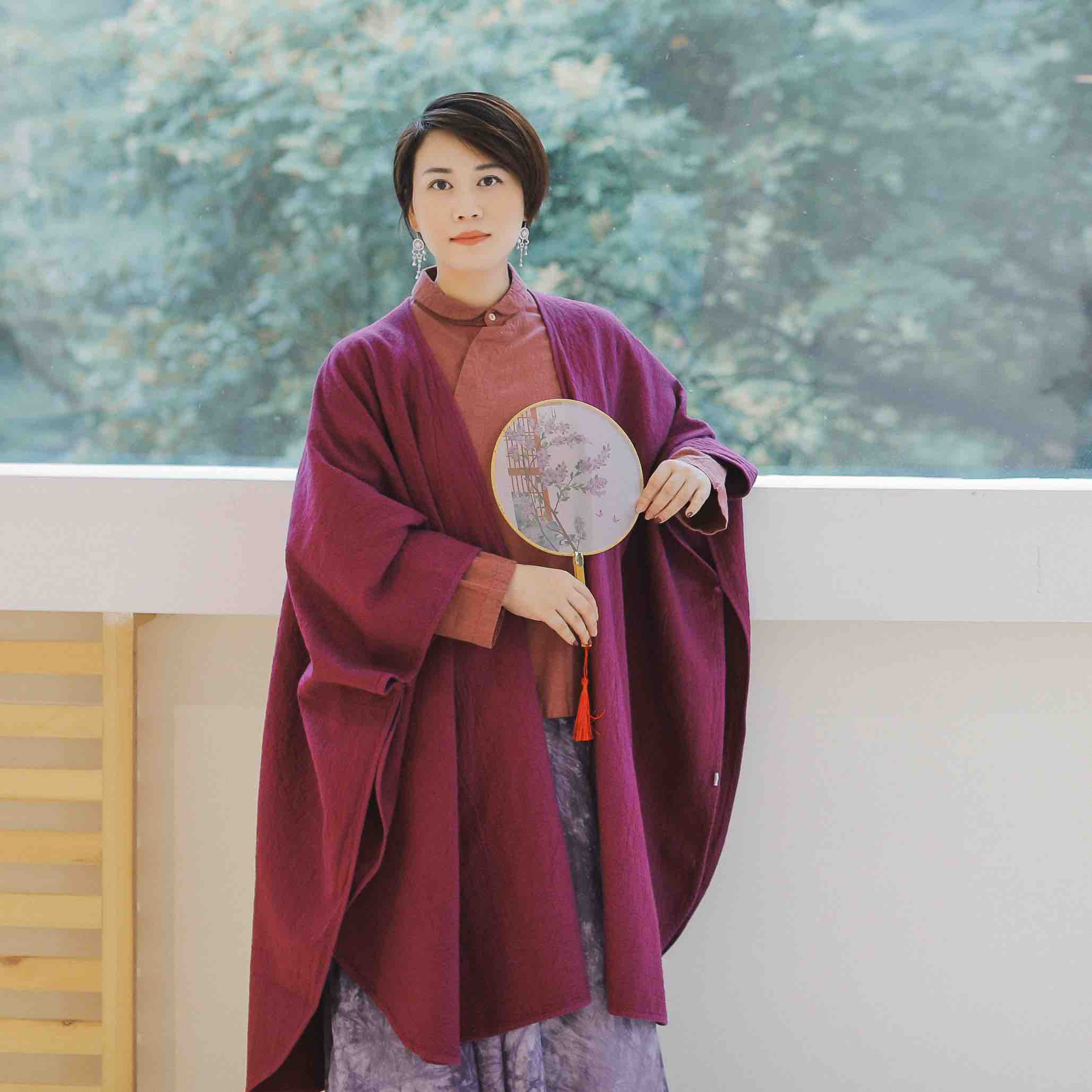 纯色文艺披肩女款春秋照本堂mw4290棉麻布衣茶服中式传统复古简约