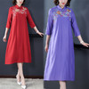 QSYR-160新款妈妈装中国风刺绣禅意茶服减龄旗袍裙 商品缩略图1