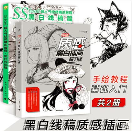 共2本单色质感黑白插画研习课 ssbook黑白线稿画画入门自学零基础美术教程零基础人物手绘动漫教程书绘画书素描书教材速写临摹书 商品图1