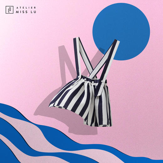 AtelierMissLu-「可爱多」 藏青条纹背带童装小裙-00000026 商品图0