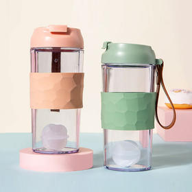 夏季新款水杯韦森摇摇杯400ml防烫隔热时尚塑料杯韩国创意搅拌杯JJ20916
