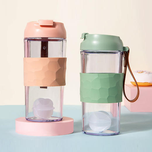 夏季新款水杯韦森摇摇杯400ml防烫隔热时尚塑料杯韩国创意搅拌杯JJ20916 商品图0