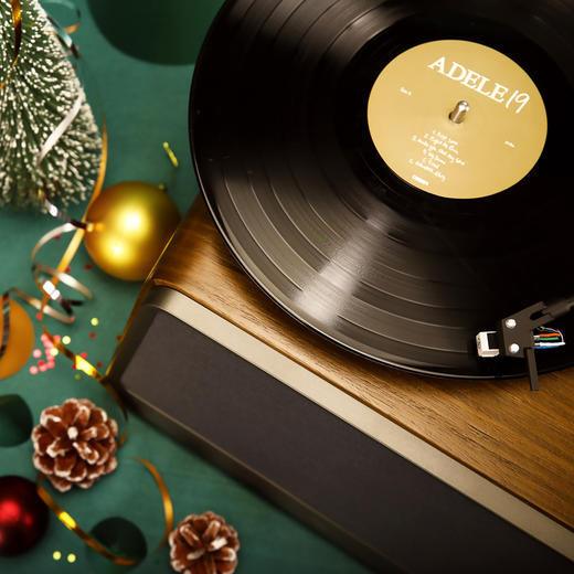 嘿哟hym-seed胡桃木色黑胶唱片机蓝牙音响黑胶LP电唱机留声机 商品图3