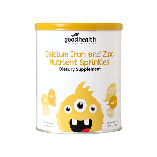 现货   新西兰好健康goodhealth钙铁锌营养包（辅食营养补充品）6-60个月婴幼儿及儿童（重庆一般贸易仓发货） 商品图0
