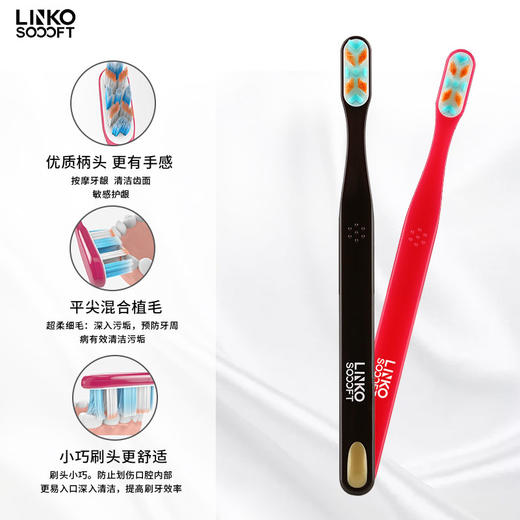 LINKO成人儿童牙刷 3款刷头 牙龈敏感正畸友好 商品图9