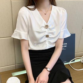 YXF-6960气质新款心机V领设计感小众百搭洋气衬衣