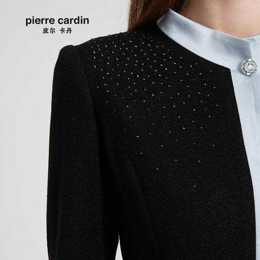 皮尔卡丹女装秋冬新款黑色长袖连衣裙时尚一步裙P94DL52B0
 商品图3