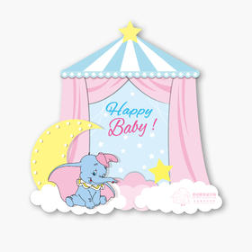 小飞象蓝粉色系百日宴