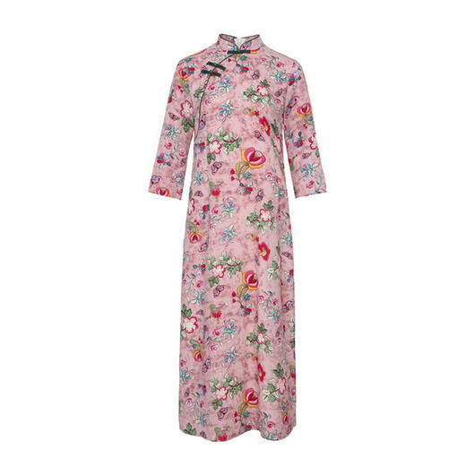 FL-20178夏新款中国风复古气质优雅碎花奥黛旗袍连衣裙 商品图4