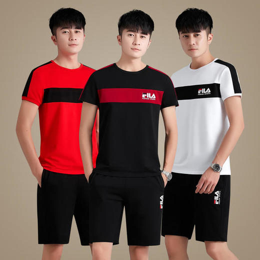 SP-1617802新款潮流时尚宽松短袖短裤休闲运动两件套 商品图0