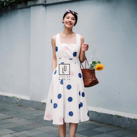 AtelierMissLu-「露背合理」趣味波点方领露背裙-0000620