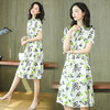 ASE-2258 时尚印花优雅真丝桑蚕丝大码连衣裙 商品缩略图2