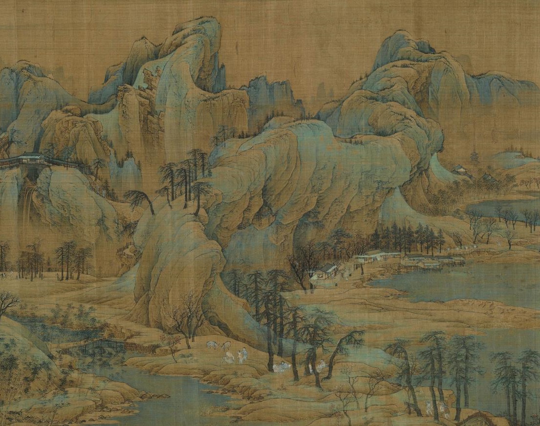 【定制书画】（宋）赵伯驹《江山秋色图》绢本手卷 馆藏书画高仿复制艺术品（付款后28天内发货）