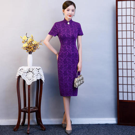 MQ-QP1420夏装新款中长款改良版旗袍连衣裙 商品图1