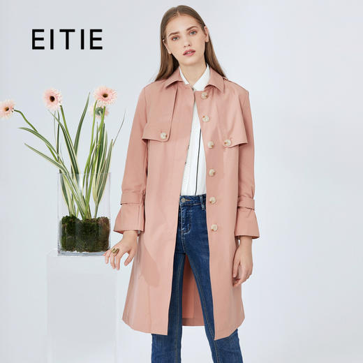 EITIE爱特爱秋季新款中性帅气复古经典收腰风衣外套女中长款6104804 商品图2