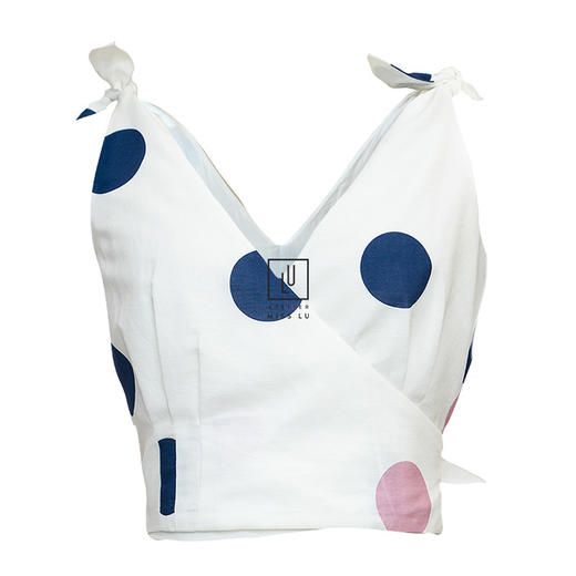 AtelierMissLu-「时髦有天分」 趣味波点蝴蝶结系带小上衣-00154A 商品图3